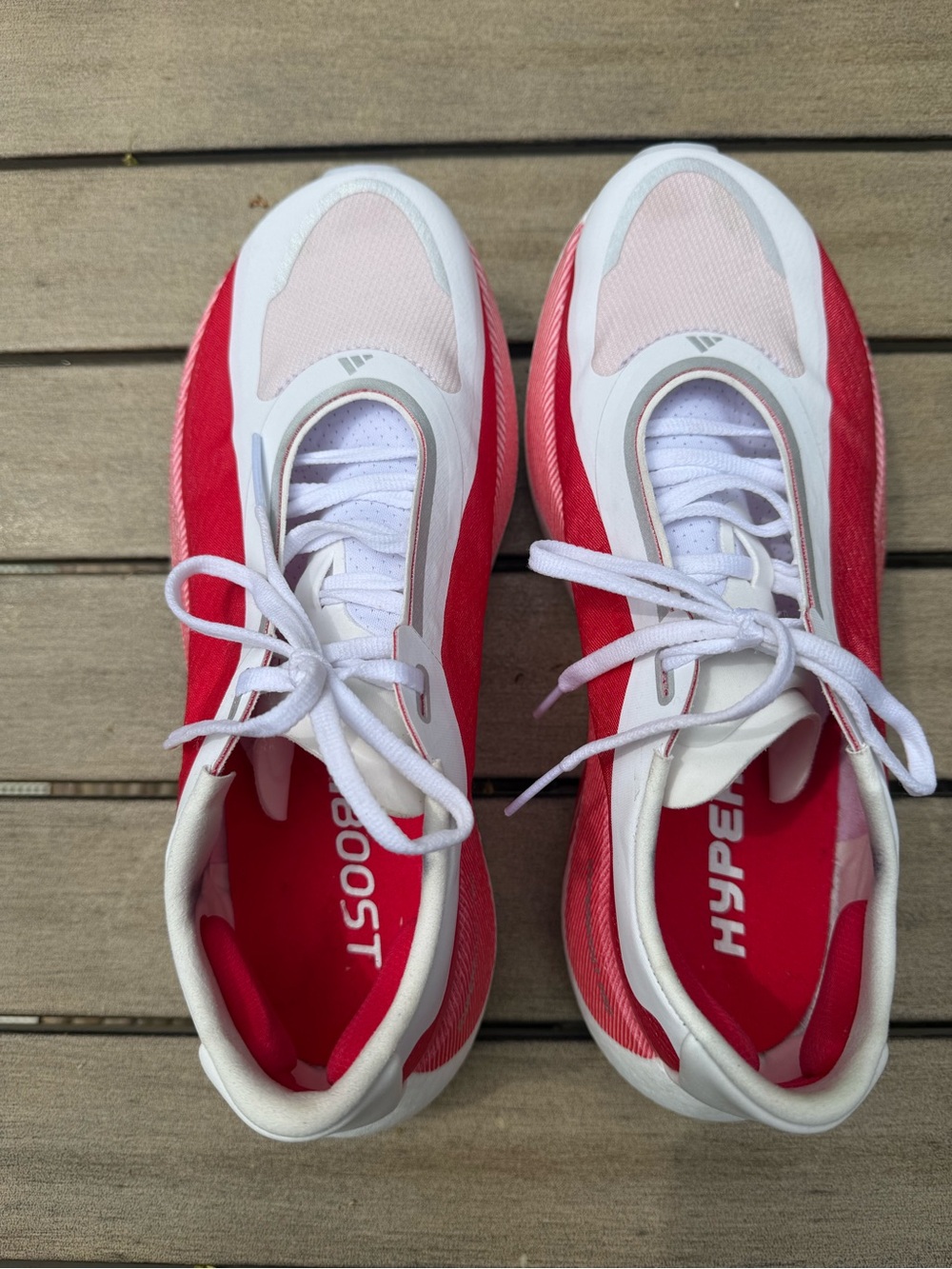 adidas Women’s HyperBoost Sneakers in White and Red